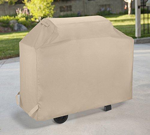 SunPatio Gas Grill Cover 58 Inch, Heavy Duty Waterproof Outdoor Barbecue Grill Cover, Durable Charcoal Smoker Cover, All Weather Protection for Weber Char-Broil Nexgrill Grills and More, Beige