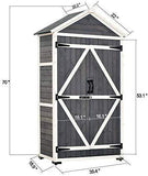 MCombo Outdoor Storage Cabinet Tool Sheds Backyard Garden Storage Shed Utility Wooden Organizer with Lockable Double Doors 1000 (Grey)
