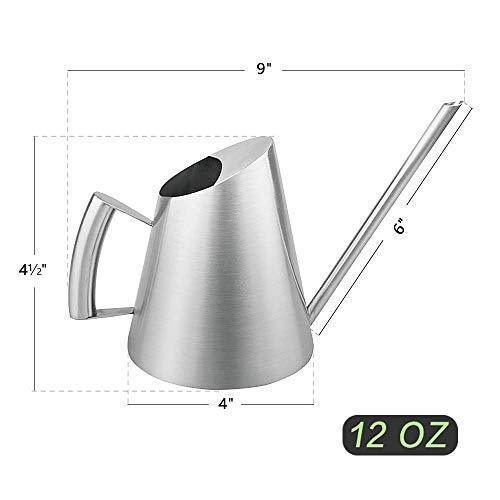 Cesun Metal Watering Can Solid Stainless Steel Pot with Long Spout Small Size for Bonsai Indoors and Outdoors (30 Fl Oz)
