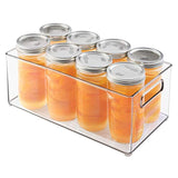 mDesign Deep Stackable Plastic Kitchen Storage Organizer Container Bin with Handles for Pantry, Cabinets, Shelves, Refrigerator, Freezer - BPA Free - 14.5" Long, 8 Pack - Clear