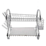 Zippem 2-Tier Dish Drying Rack – Dish Drainer, Chrome Plating Dish Rack, Includes Utensil Holder, and Drain Board, Silver 15.74 x 14.57 x 9.84 Inches