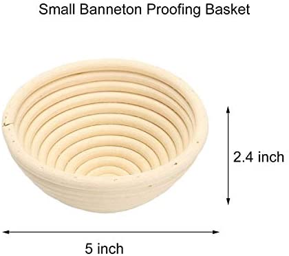 5" Round Banneton Proofing Basket,Natural Rattan Made,Brotform Dough Bowl for Small Bread Making,Home Bakers and Recipe Used,Rising Dough Baskets Set Includes Cloth Liner(2 Pcs) by XUANNIAO