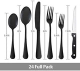 24-Piece Silverware Teivio Set, Flatware Set Mirror Polished, Dishwasher Safe Service for 4, Include Knife/Fork/Spoon with Bamboo 5-Compartment Silverware Drawer Organizer Box