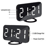 Elecstars Alarm Clock, Digital Clock with Dual USB Port and Charger, 6.5" Large LED Display, Adjustable Brightness, Diming Mode, Mirror Surface, Table Clock for Bedroom Living Room Decor