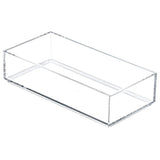 mDesign Stackable Small Plastic Desk Drawers Organizer Trays for Highlighters, Pens, Pencils - Pack of 6, 4" x 8" x 2", Clear