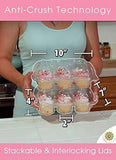 (12Pack x 12 Sets) STACK'nGO Cupcake Carriers - High Tall Dome Clear Containers Thick Plastic Disposable Storage Boxes. Cup Cake Holders by Cakes of Eden