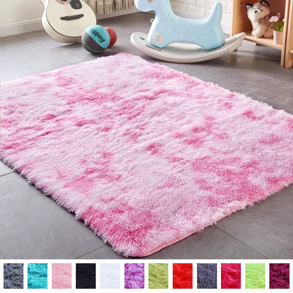 PAGISOFE Soft Girls Room Rug Baby Nursery Decor Kids Room Carpet 4' x 5.3',Pink
