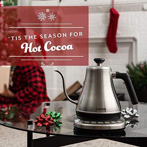 COSORI Electric Gooseneck Kettle with 5 Variable Presets, Pour Over Coffee Kettle & Tea Kettle, 100% Stainless Steel Inner Lid & Bottom, 1200 Watt Quick Heating, 0.8L, Matte Black