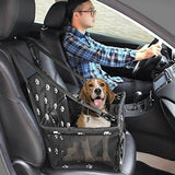HIPPIH Collapsible Pet Booster Car Seat Cat Car Carrier with Safety Leash and Zipper Storage Pocket with 2 Support Bars, Portable Small Dog
