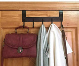 ACMETOP Over The Door Hook Hanger, Heavy-Duty Organizer for Coat, Towel, Bag, Robe - 5 Hooks, Aluminum, Brush Finish (Silver)