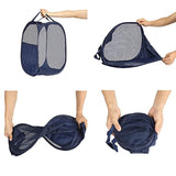 Magicfly Pop-Up Hamper, Foldable Pop-Up Mesh Hamper with Reinforced Carry Handles, Laundry Mesh Basket Blue, Pack of 2