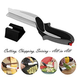 Food chopper, built-in cutting board - fast and easy to cut food scissors for kitchen and picnic - vegetable slicer