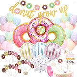 Donut Birthday Party Decorations Kit Donut Grow Up Banner Mylar Foil and Latex Balloons Cupcake and Cake DIY Toppers for Donut Birthday Party Decorations