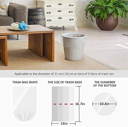 4 Gallon 220 Counts Strong Trash Bags Garbage Bags, Bathroom Trash Can Bin Liners, Small Plastic Bags for home office kitchen, fit 12-15 Liter, 3,3.5,4.5 Gal, Clear kitchen, Clear