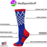 MadSportsStuff Elite Basketball Socks with Net Crew Length - Made in The USA