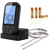 EAAGD Wireless Digital Meat Thermometer - Remote BBQ Kitchen Cooking Thermometer for Oven Grill Smoker with Timer-Included 2 Food Probe and 4 AAA Battery