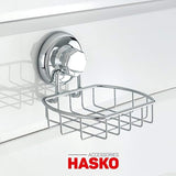 HASKO accessories - Super Powerful Vacuum Suction Cup Soap Dish - Strong Stainless Steel Sponge Holder for Bathroom & Kitchen (Chrome)