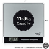 Smart Weigh Professional USPS Postal Scale with Tempered Glass Platform, Multiple Weighing Modes and Tare Function, Silver Shipping Scale, Platform Scale, 11lb/ 5kg