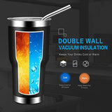 Homitt 30 oz Stainless Steel Tumbler Double Wall Insulated Vacuum Tumbler Powder Coated Tumbler with Splash Proof Lid, 2 Stainless Straw, Cleaning Brush | Gift for Families, Friends, Colleagues