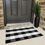 Cotton Buffalo Plaid Rugs Black and White Checkered Rug Welcome Door Mat (23.6