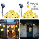 2-Pack Solar String Lights 20FT 30 LED Crystal Globe Lights with 8 Modes, Solar Powered Waterproof Fairy Lights for Outdoor Garden Patio Backyard Xmas Holiday Party Decor, Warm White