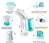 Steamer for Clothes Mini - Portable, Handheld Garment Steamer for Travel and Home - No Spitting, Works at All Angles - Best Ironing Steamer for Clothing, Any Fabrics and Curtains, 110V, (White)