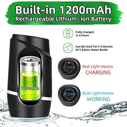 GOGING Water Bottle Pump, Automatic Water Dispenser, USB Charging Drinking Portable Electric Switch for Universal 3-5 Gallon Bottle For Outdoor Home Office (White)