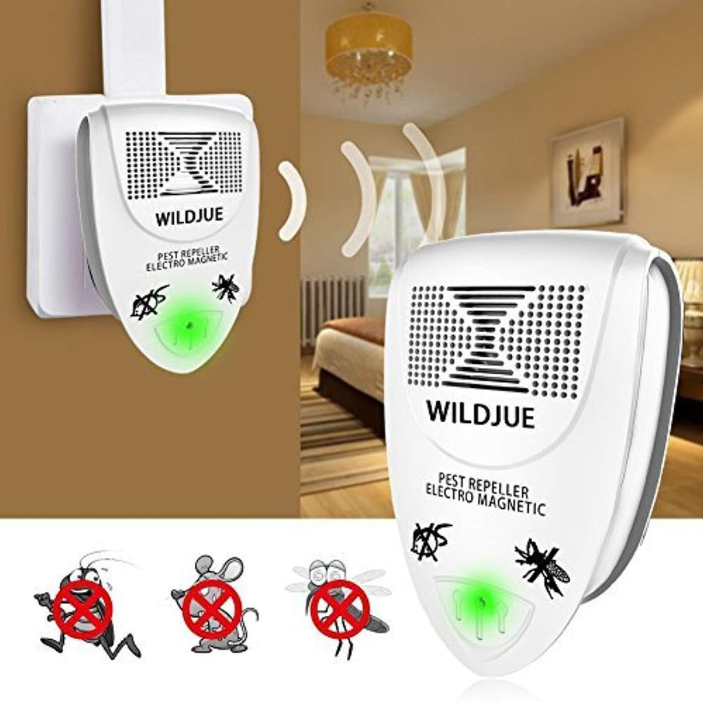 WILDJUE Ultrasonic Pest Repeller Pest Control [6-Pack] Spider Repellent, Electronic Plug in Pest Repeller- Repels Mice, Roaches,Spiders,Other Insects (white1)