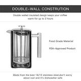 X-Chef Stainless Steel French Press, Large Espresso Coffee Maker-Double Filter, Vacuum Insulated for Home Office Camping 51oz/1500ML, 12 Cups