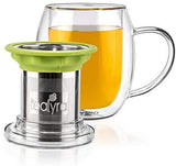 Tealyra - perfecTEA - Infuser Tea Cup - 15.2-ounce - Borosilicate Glass Tea Cup with Lid and Stainless Steel Infuser Basket - Perfect Mug for Office and Home Uses Loose Leaf Tea Steeping - 450ml