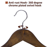JS HANGER Solid Wooden Suit Hangers Retro Finish with Anti-Rust Hooks and Non-Slip Bar - 20 Pack