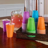 Hefty Disposable Plastic Cups in Assorted Colors - 16 Ounce, 4 Packages of 100 Cups (400 Total)