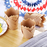 Hestya 150 Pieces Tulip Muffin Baking Cups Cupcake Muffin Liners Baking Cup Holder, Natural Color