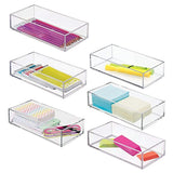 mDesign Stackable Small Plastic Desk Drawers Organizer Trays for Highlighters, Pens, Pencils - Pack of 6, 4