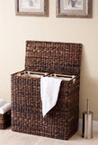 BirdRock Home Oversized Divided Hamper with Liners (Espresso) | Made of Natural Woven Abaca Fiber | Organize Laundry | Cut-Out Handles for Easy Transport | Includes 2 Machine Washable Canvas Liners