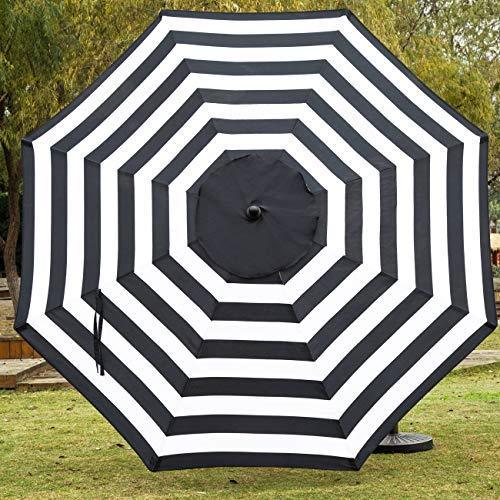 Sunnyglade 9ft Patio Umbrella Replacement Canopy Market Umbrella Top Outdoor Umbrella Canopy with 8 Ribs (Black and White)