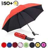 ABCCANOPY Umbrella Compact Rain&Wind Teflon Repellent Umbrellas Sun Protection with Black Glue Anti UV Coating Travel Auto Folding Umbrella, Blocking UV 99.98% (Black)