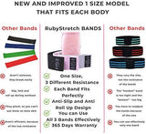RubyStretch Booty Bands for Women, 3 Exercise Bands Fabric Resistance Bands for Legs and Butt, Fitness Bands Non Slip Loop Glute Bands, Elastic Squat Bands for Butt and Thighs, 3 Hip Bands