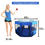 ToysOpoly #1 Premium Pet Playpen – Large 45” Indoor/Outdoor Cage. Best Exercise Kennel for Your Dog, Cat, Rabbit, Puppy, Hamster or Guinea Pig. Portable Fabric Pen for Easy Travel