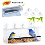 SUPERIOR Window Bird Feeder by Entirely Zen Includes Bonus Mirror Film, 5 Super Strong Suction Cups That Don't Fall; 100% Clear Outside Wild Bird Viewing, Cardinal, Bluebird, Large Bird Feeder