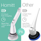 Homitt Electric Spin Scrubber, 360 Cordless Bathroom Scrubber Cleaning Brush with 4 Replaceable Cleaning Shower Scrubber Brush Heads, 1 Extension Arm and Adapter for Tub, Tile, Floor, Wall and Kitchen
