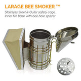 Aspectek Bee Hive Smoker, Beekeeping Equipment, Heavy Duty Stainless Steel Large Size , Superior Airflow Bellow and Excellent Smoke Output for Beekeeping