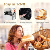 KBS Automatic 2LB Bread Maker Machine, Large LCD Display Touch with Nut Dispenser, Programmable 17 Menus 3 Crust Colors, 1 Hour Keep Warm 15 Hrs Delay Time, Gluten Free Whole Wheat, Stainless Steel
