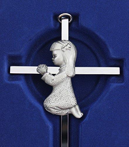 Silver Girl wall Cross Infant Blessing Baby Plaque Wall Decor Hanging Infant Gift Communion Baptism Birthday Great Gift New by Christian Living