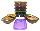 Portion/Perfect 3 Compartment Meal Prep Containers - Super Tough, Airtight, 40% Thicker BPA Free Bento Box For Adults | Reusable & Guaranteed Not To Melt in Microwave Or Dishwasher | New Set Of 5