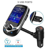 Nulaxy Bluetooth FM Transmitter 1.8" Color Screen Wireless Receiver Car Kit W QC3.0 Quick Charge, Car Battery Voltage Reading, Handsfree Calling, Support USB Drive, TF Card, AUX, EQ Mode - KM28 Silver