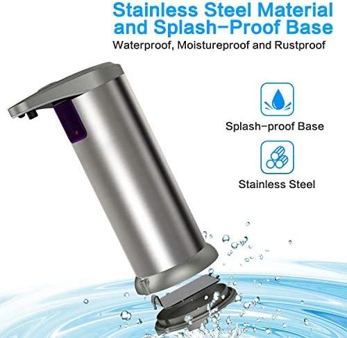Hanamichi Soap Dispenser, Touchless Automatic Soap Dispenser Equipped Stainless Steel w/Infrared Motion Sensor Waterproof Base Adjustable Switches Suitable for Bathroom Kitchen Hotel Restaurant