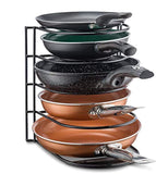 Pan Organizer Rack - Kitchen Closet Storage for Pots, Pans and Lids - Holds Up to 8 Items - Easy Screw or Adhesive Installation - by Bovado USA