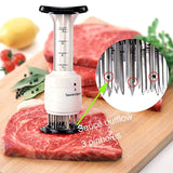 Meat Tenderizer and 3 Oz Marinade Syringe 2 in 1, 30 Stainless Steel Blades with 3 Sauce Flavor Injection Needle Pinhole Security Lock Included - Professional for Tenderizing Any Meats