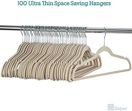Non-Slip Velvet Hangers - Suit Hangers (50-pack) Ultra Thin Space Saving 360 Degree Swivel Hook Strong by ZOBER